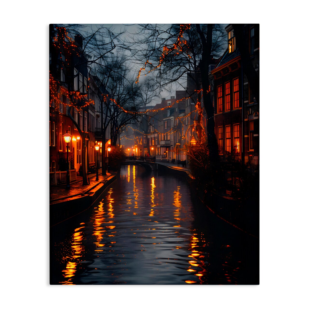 Stupell Industries Street Lamp Canal View Canvas, design by Creative Studio